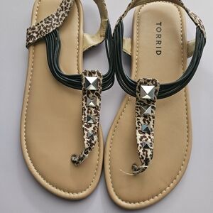 Torrid Leopard Print Sandals with Black Straps